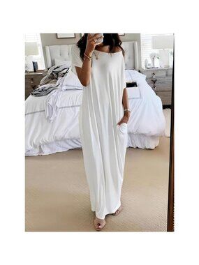 Full Size Loose Fit Maxi Dress with Pockets Plus Size